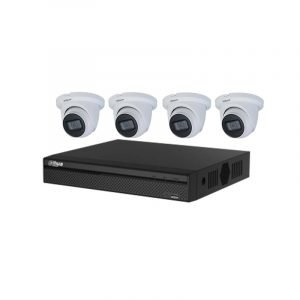 4 Starlight Turret Cameras (IPC-HDW2831TM-AS-S2) with 4Ch NVR (DHI-NVR4104HS-4P-4KS2) and 2TB HDD