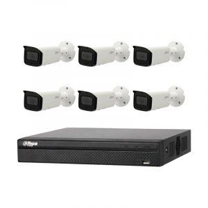 6 Bullet Motorised Cameras (IPC-HFW2831T-ZAS) with 8Ch NVR (DHI-NVR4108HS-8P-4KS2) and 2TB HDD