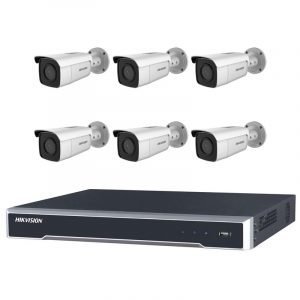 6 Hikvision 6MP IR Fixed Bullet (DS-2CD2T65G1-I5/I8) with 8Ch NVR (7608NI-I2-8P-3TB) and 3TB HDD